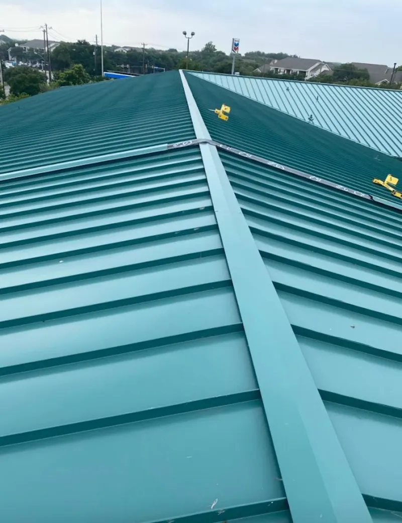 Green commercial metal roof ridge and valley for Metal Roof Repair in Upper Pottsgrove